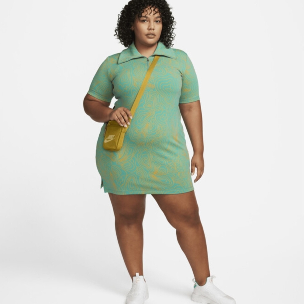 Nike Green And Yellow Serena Williams Jacquard Knit Mini Dress Plus Size 3X